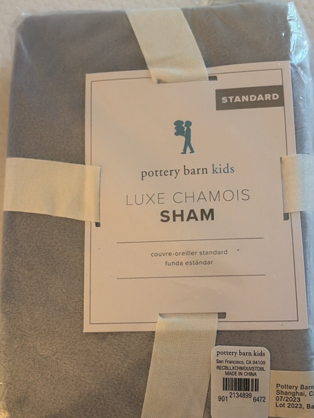 Pottery Barn Kids Luxe Chamois Twin Duvet Cover & Standard Sham – Blue/Grey